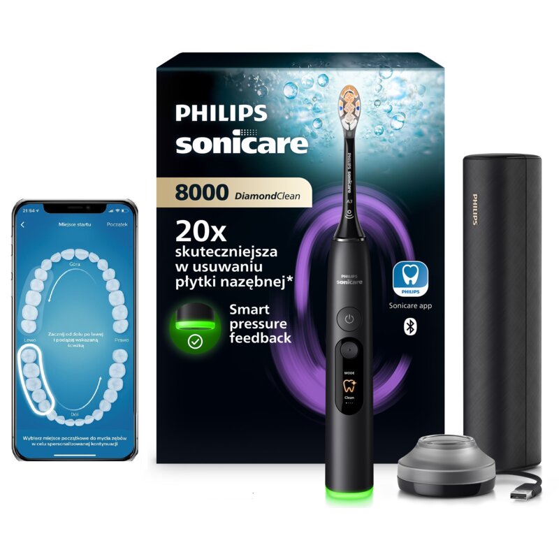 Szczoteczka soniczna PHILIPS Sonicare 8000 DiamondClean HX8311/12 Czarny