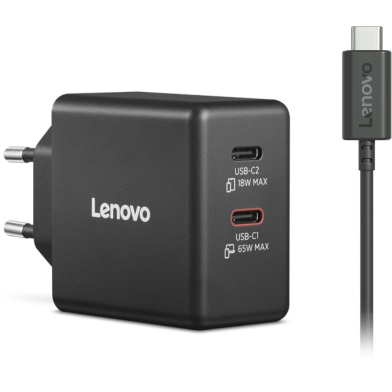 Ładowarka sieciowa LENOVO Dual USB-C 65W GaN Czarny