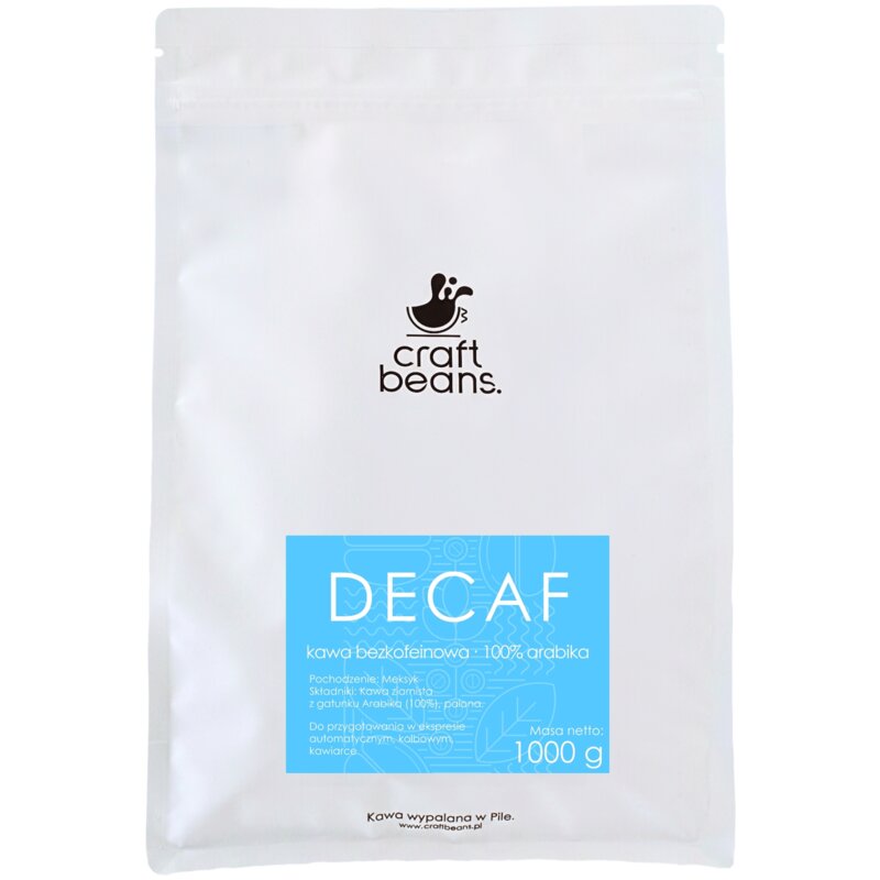 Kawa ziarnista CRAFT BEANS Decaf Bezkofeinowa Arabica 1 kg