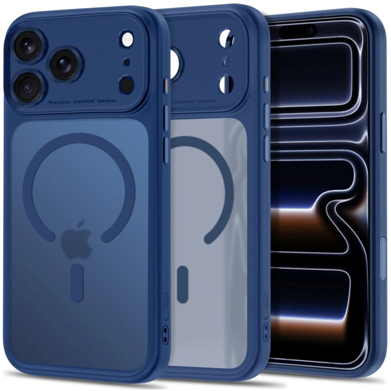 Etui TECH-PROTECT MagPeak MagSafe CC do Apple iPhone 17 Pro Max/18 Pro Max Granatowy matowy
