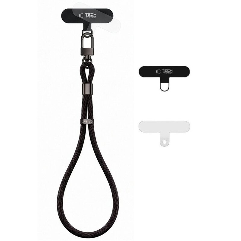 Smycz do telefonu TECH-PROTECT C11S Rope Wrist Strap Czarny