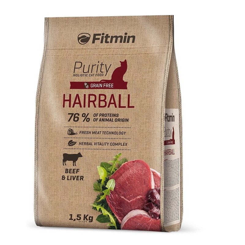 Karma dla kota FITMIN Purity Hairball Wołowina i wątróbka 1.5 kg