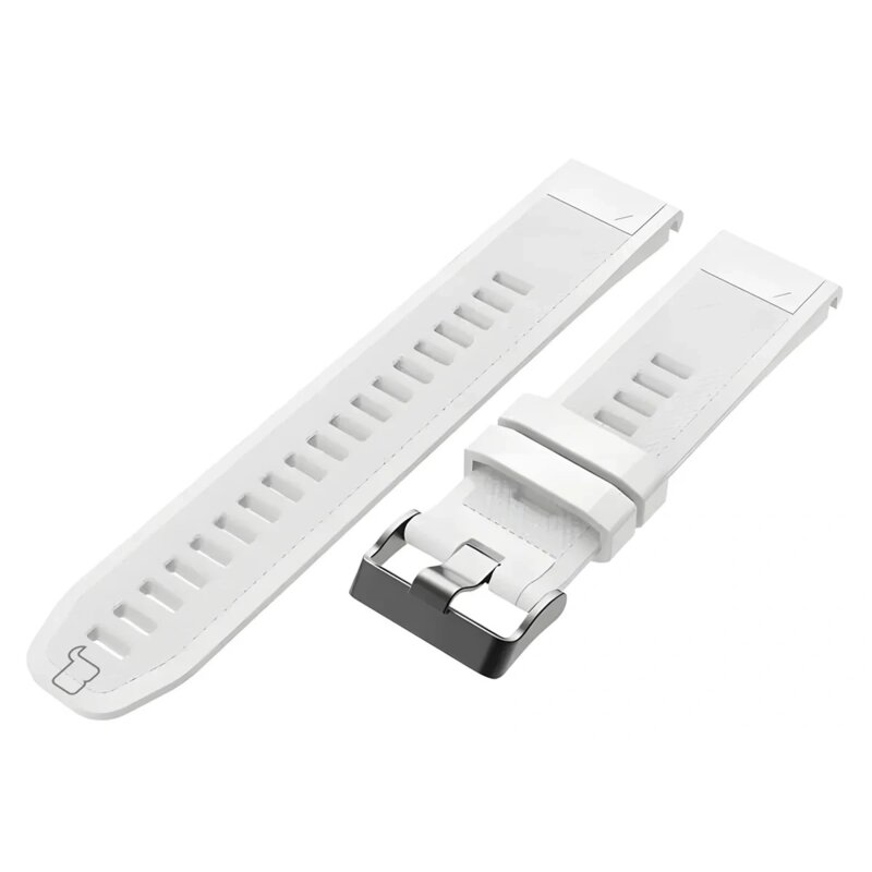 Pasek BIZON Silicone Plus do Garmin QuickFit do koperty 45/47 mm (szerokość paska 22mm) Biały