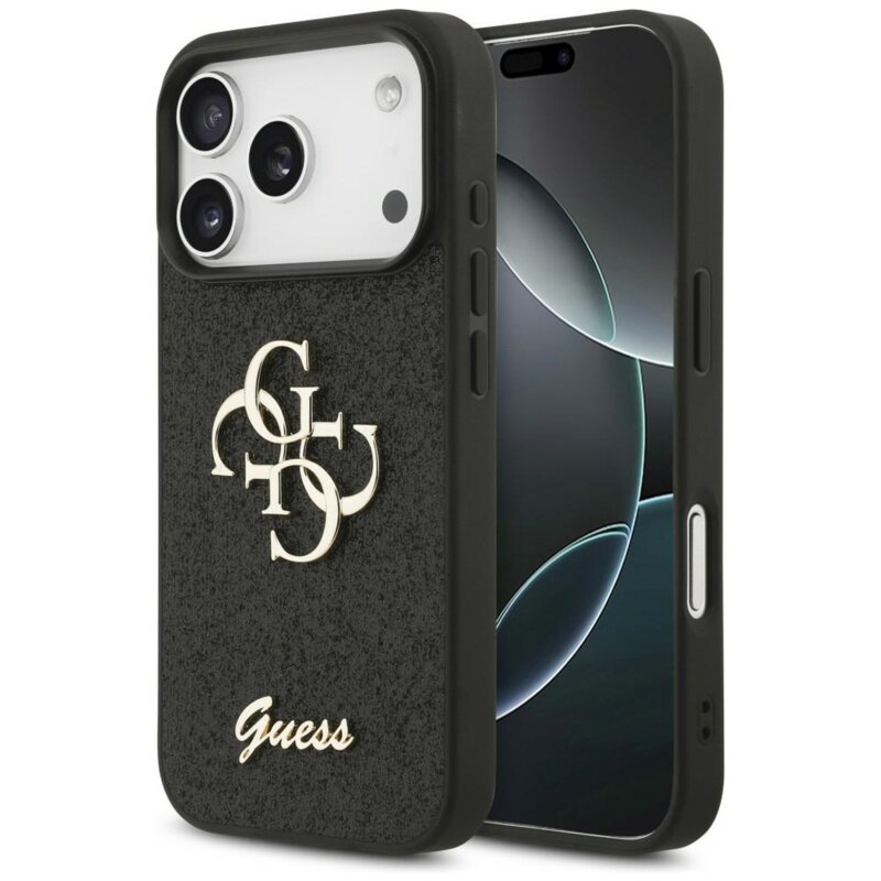Etui GUESS Fixed Glitter Big 4G do Apple iPhone 17 Pro/18 Pro Czarny