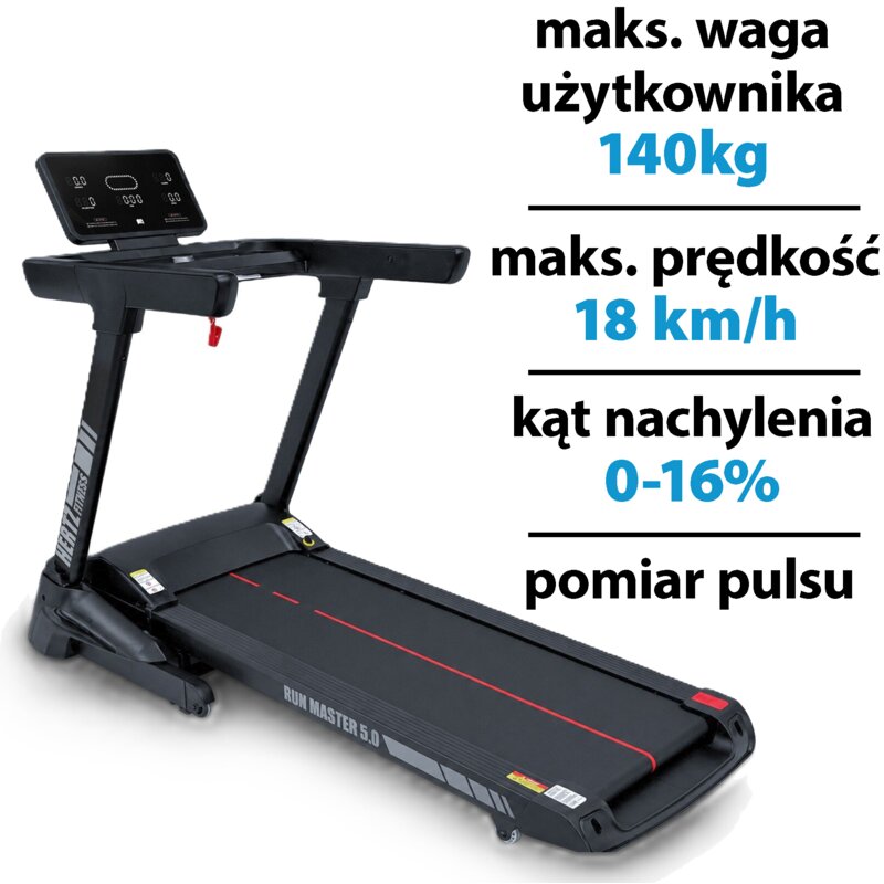 Bieżnia elektryczna HERTZ FITNESS Run Master 5.0 2574,25W 18km/h