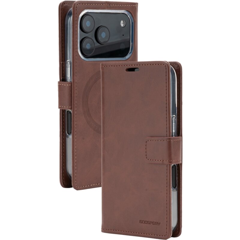 Etui MERCURY BlueMoon Diary MagSafe do Apple iPhone 17 Pro/18 Pro Brązowy