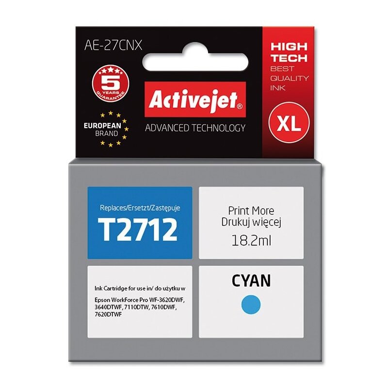 ActiveJet AE-27CNX (zamiennik 27XL T2712) Błękitny 18 ml