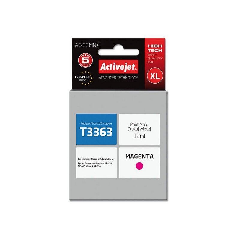 Tusz ACTIVEJET do Epson 33 XL T3363 Purpurowy 12 ml AE-33MNX