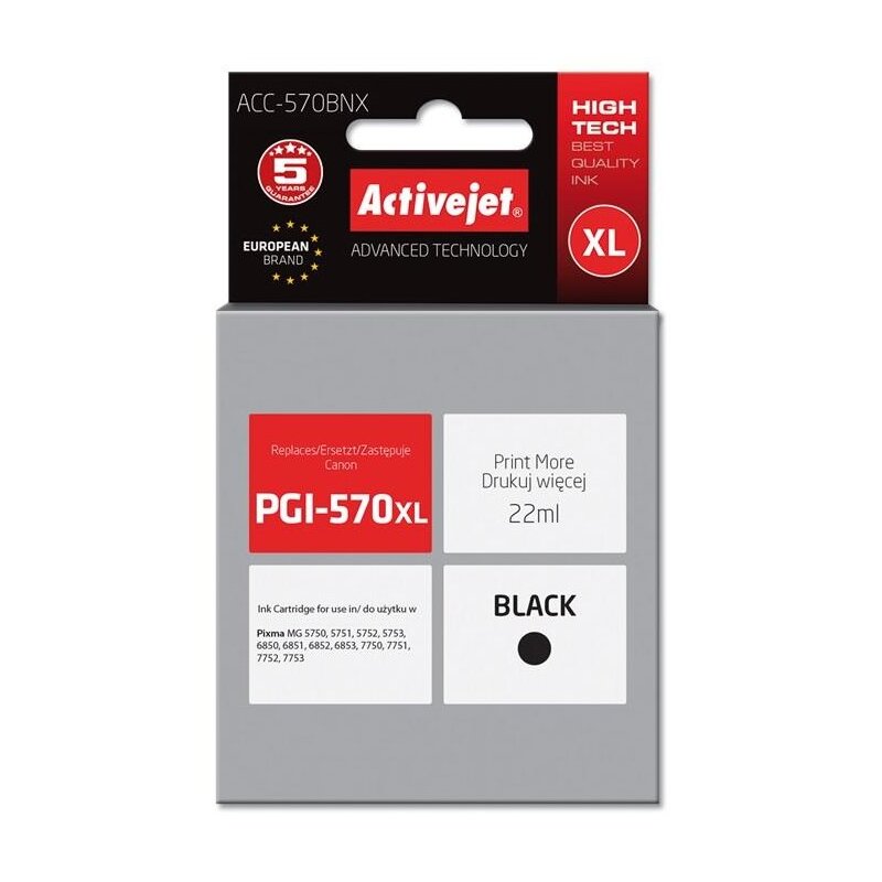ActiveJet ACC-570BNX (zamiennik PGI-570XL) Czarny 22 ml