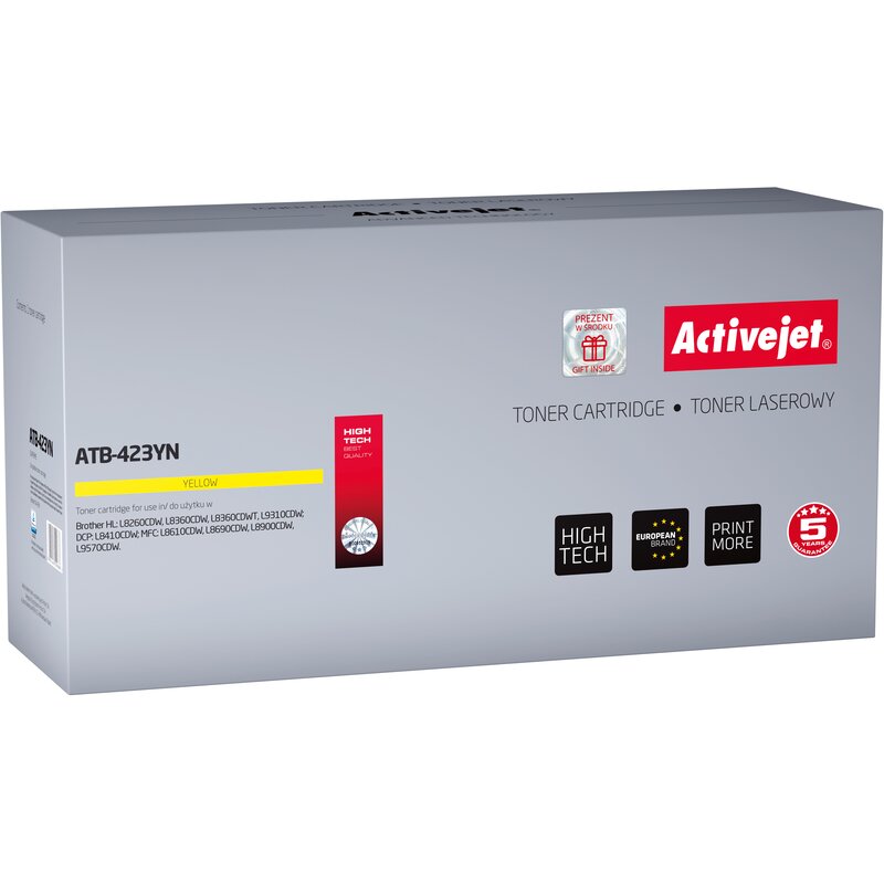 Activejet ATB-423YN Toner do drukarki Brother, Zamiennik Brother TN-423Y; Supreme; 4000 stron; żółty.