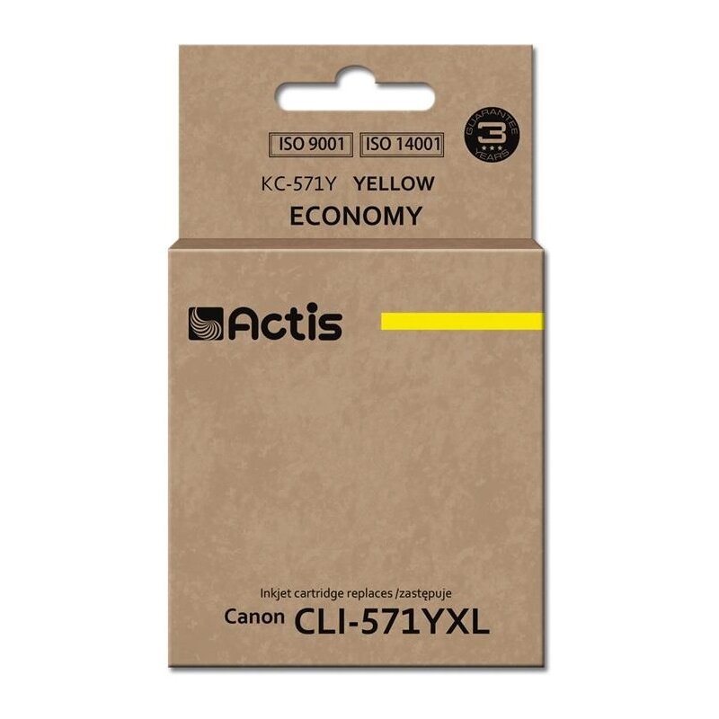 Actis KC-571Y Tusz do drukarki Canon, Zamiennik Canon CLI-571Y; Standard; 12 ml; żółty.