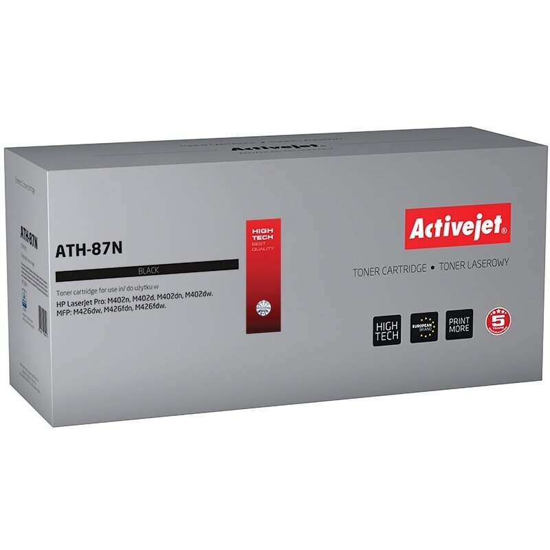 Activejet ATH-87N Toner do drukarki HP, Zamiennik HP 87A CF287A; Supreme; 9000 stron; czarny.