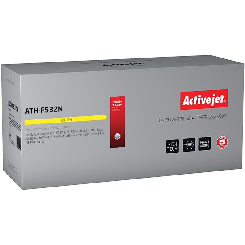 Activejet ATH-F532N Toner do drukarki HP, Zamiennik HP 205A CF532A; Supreme; 900 stron; żółty.