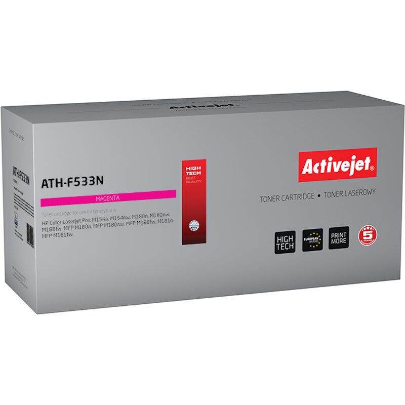 Activejet ATH-F533N Toner do drukarki HP, Zamiennik HP 205A CF533A; Supreme; 900 stron; purpurowy.