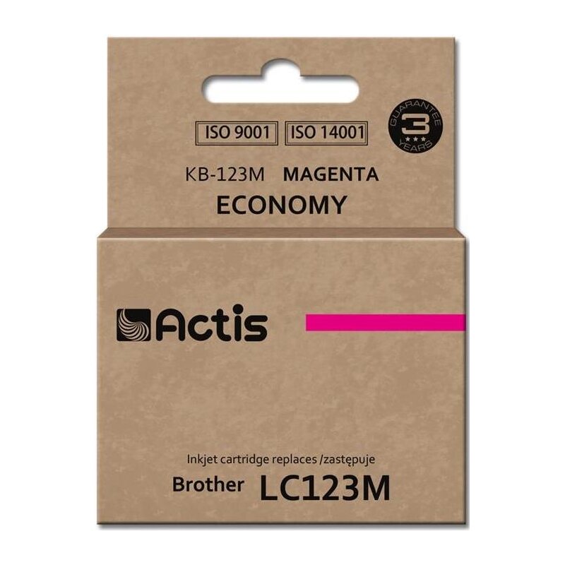 Actis KB-123M Tusz do drukarki Brother, Zamiennik Brother LC123M/LC121M; Standard; 10 ml; purpurowy.