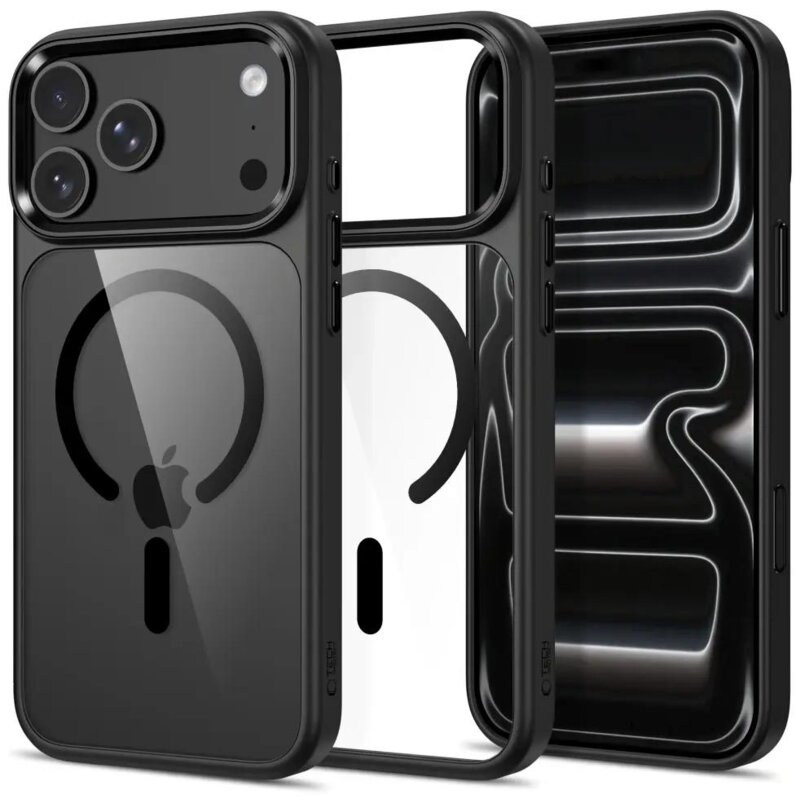 Etui TECH-PROTECT Magmat MagSafe CC do Apple iPhone 17 Pro/18 Pro Czarno-przezroczysty