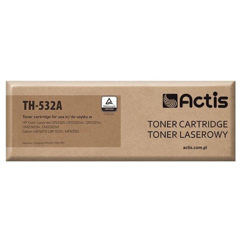 Actis TH-532A Toner do drukarek HP, Canon, Zamiennik HP 304A CC532A, Canon CRG-718Y;  Standard;  3000 stron;  żółty.
