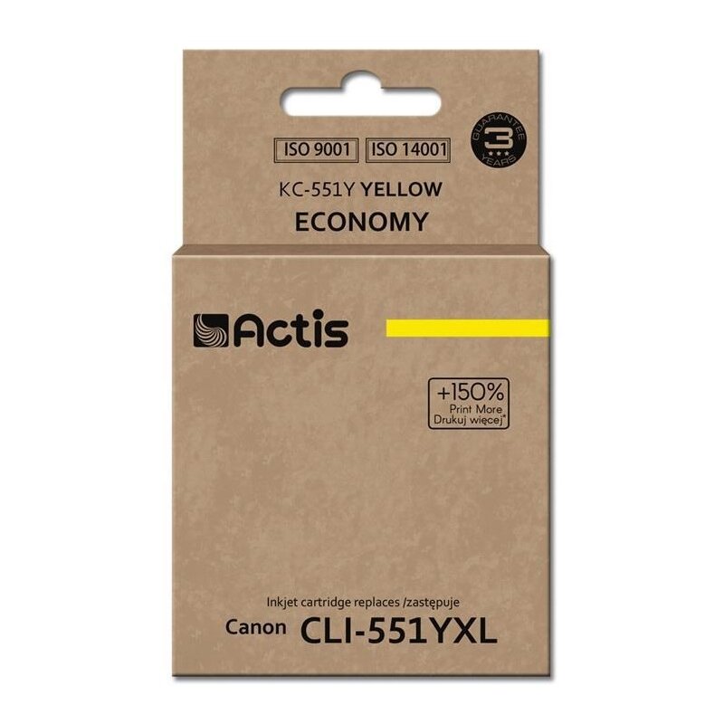 Actis KC-551Y Tusz do drukarki Canon, Zamiennik Canon CLI-551Y; Standard; 12 ml; żółty.