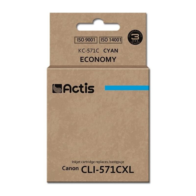 Actis KC-571C Tusz do drukarki Canon, Zamiennik Canon CLI-571C; Standard; 12 ml; błękitny.