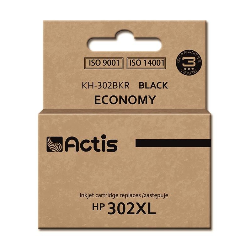 Actis KH-302BKR Tusz do drukarki HP, Zamiennik HP 302XL F6U68AE; Standard; 15 ml; czarny.
