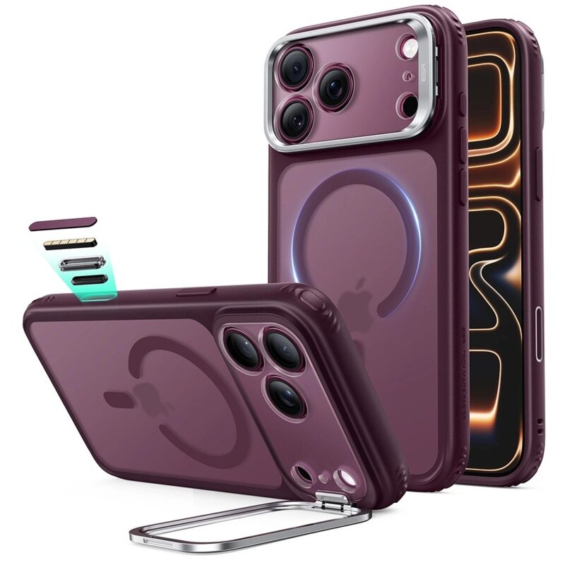 Etui ESR Classic Hybrid Kickstand MagSafe do Apple iPhone 17 Pro/18 Pro Bordowy