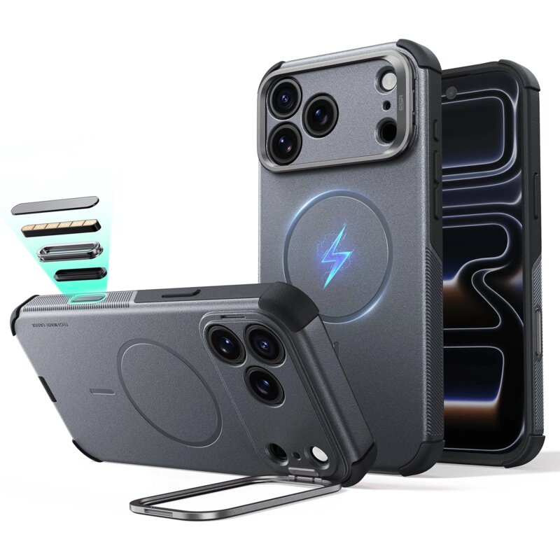 ESR Cyber Tough Kickstand Magsafe do iPhone 18 Pro / 17 Pro Szary