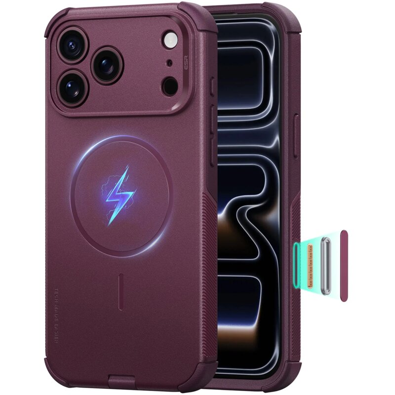 Etui ESR Cyber Tough MagSafe do Apple iPhone 17 Pro Max/18 Pro Max Burgundowy