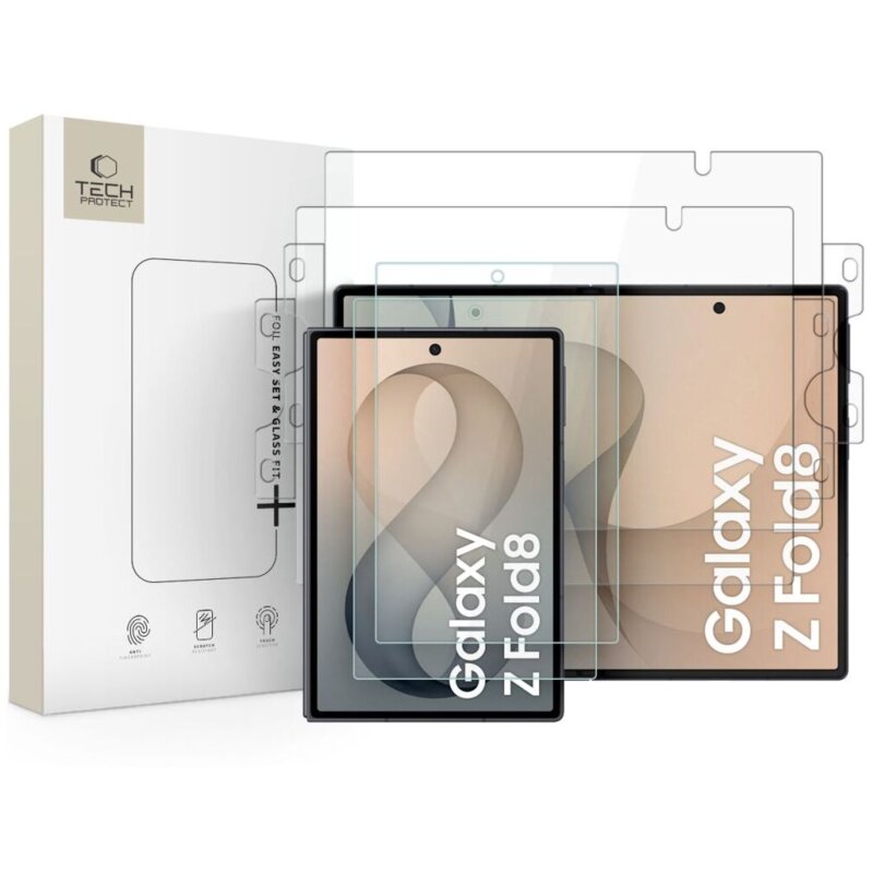 Szkło hartowane + Folia Ochronna TECH-PROTECT Foil & Glass Fit+ do Galaxy Z Fold 8 (4szt.)