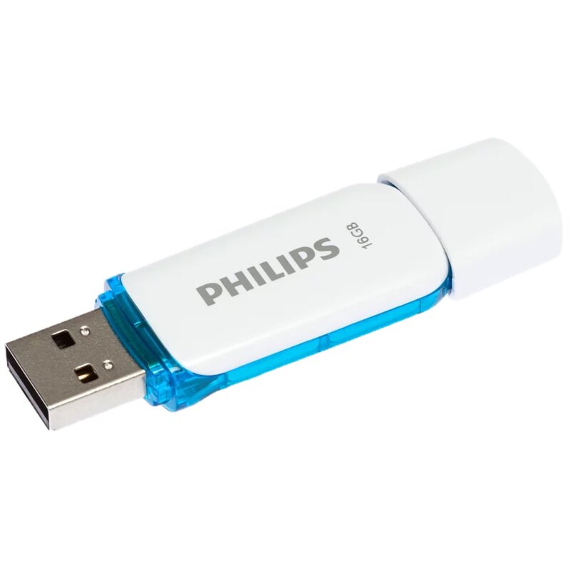 Pendrive PHILIPS FM16FD70B/00 16GB, USB 2.0, Odczyt 21 Mb/s, Zapis 12 Mb/s Biało-niebieski
