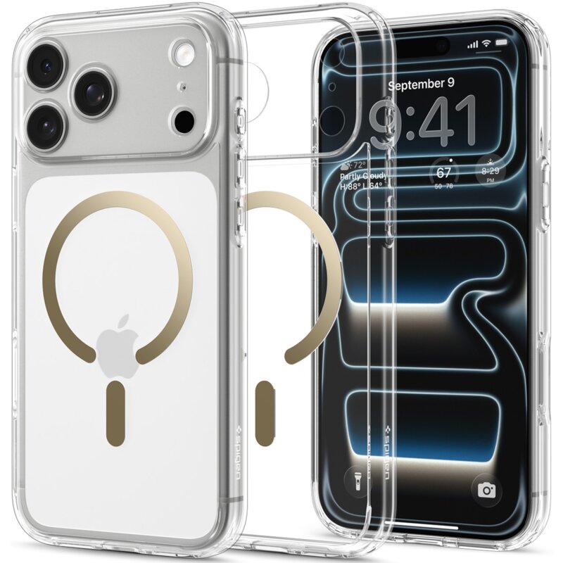 Etui SPIGEN Ultra Hybrid MagSafe do Apple iPhone 17 Pro/18 Pro Przezroczysto-złoty