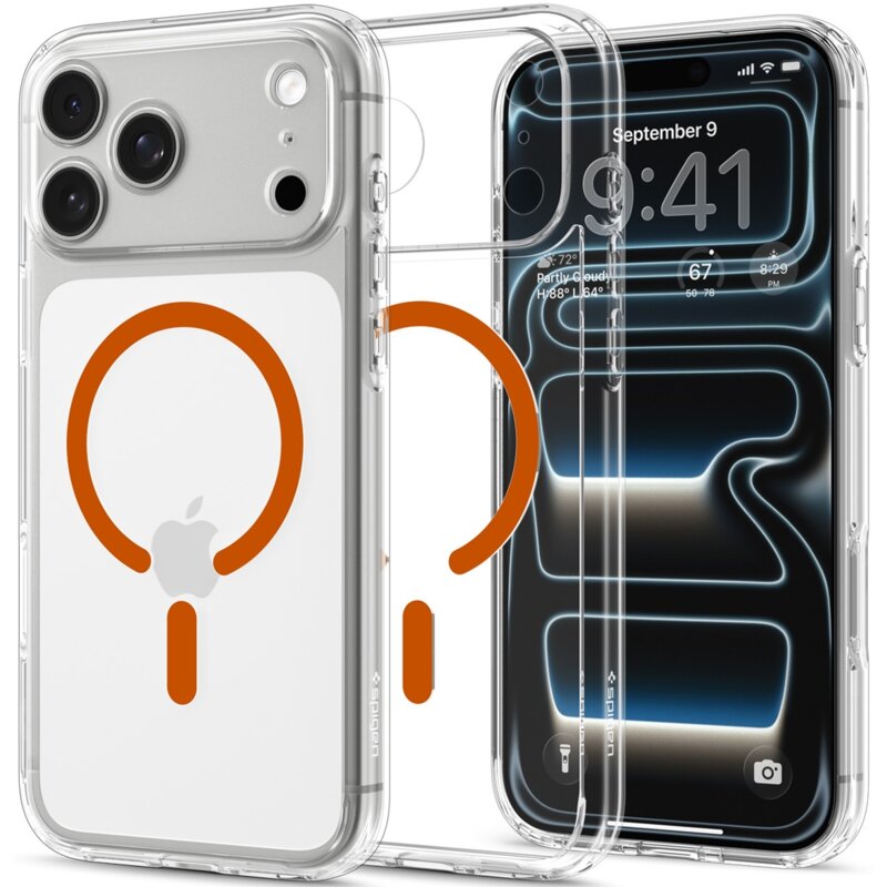 Etui SPIGEN Ultra Hybrid MagSafe do Apple iPhone 17 Pro Max/18 Pro Max Przezroczysto-pomarańczowy