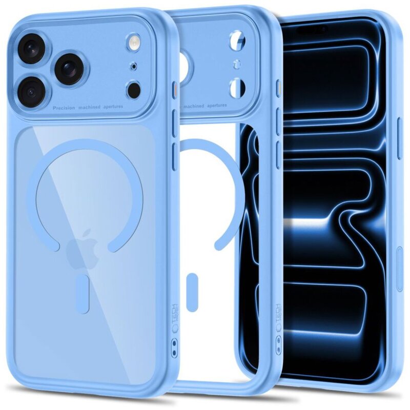 Etui TECH-PROTECT MagPeak MagSafe CC do Apple iPhone 17 Pro Max/18 Pro Max Przezroczysto-niebieski