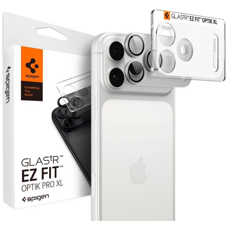 Nakładka na obiektyw SPIGEN Optik Pro XL Glas. Tr Ez Fit do Apple iPhone 18 Pro Srebrny