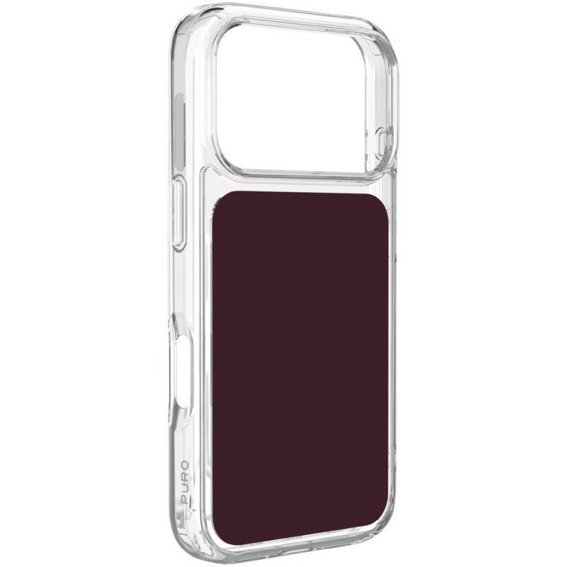 Etui PURO Plate Mag MagSafe do Apple iPhone 18 Pro Przezroczysto-bordowy