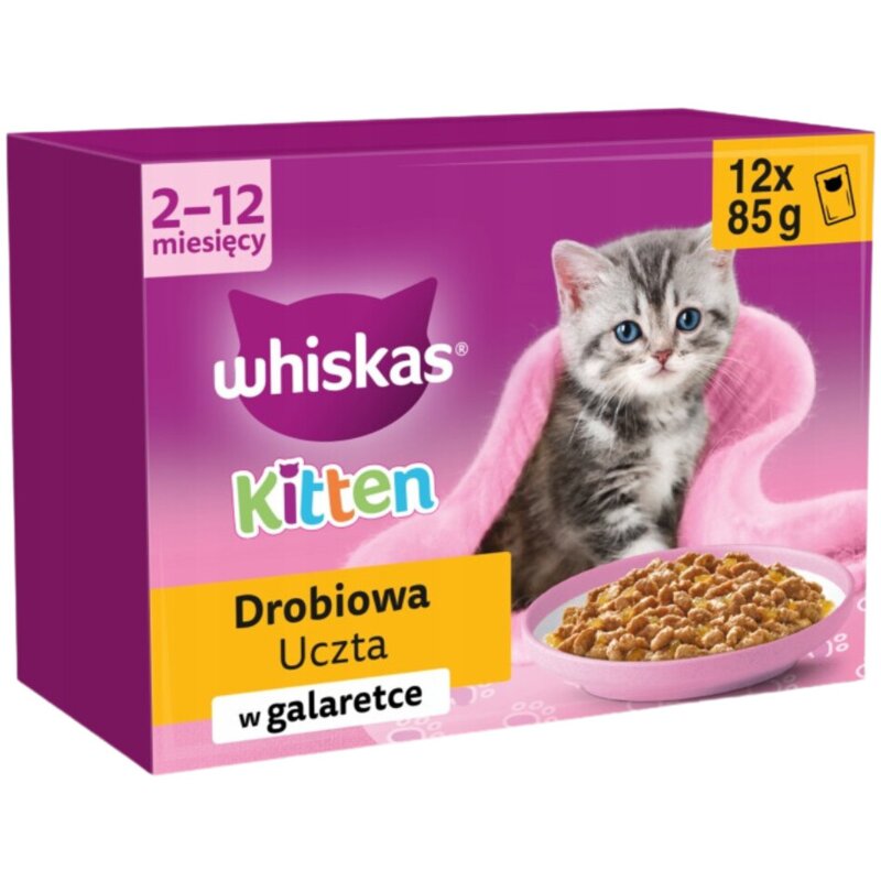 Mokra karma dla kociąt Whiskas Junior drobiowa uczta w galaretce 12x85 g