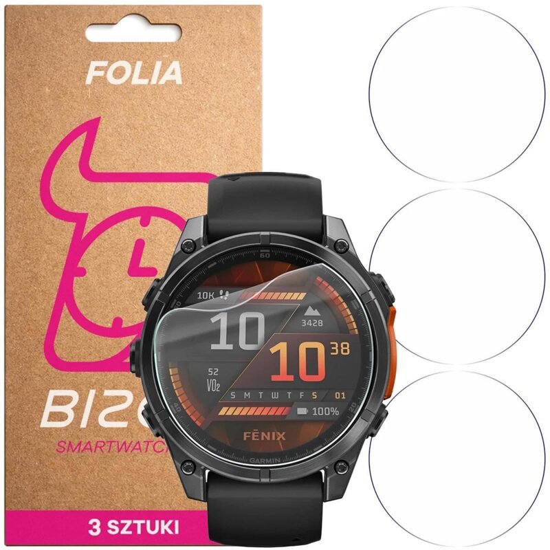 Folia hydrożelowa BIZON Watch Film HydroFlex do Garmin Fenix 8 Amoled 47 mm (3 szt.)