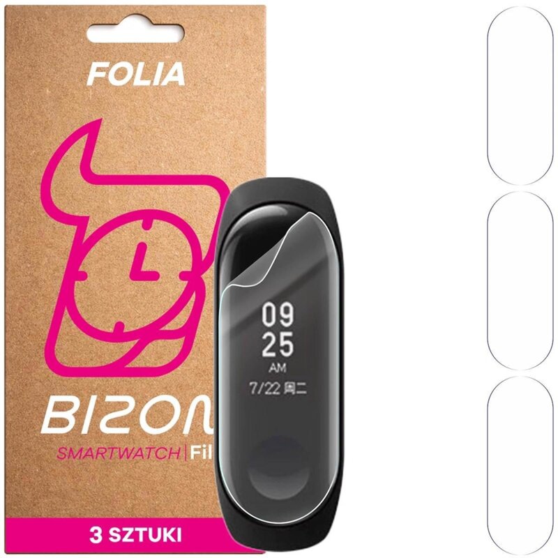 Folia hydrożelowa BIZON Watch Film HydroFlex do Xiaomi Mi Band 3 (3 szt.)