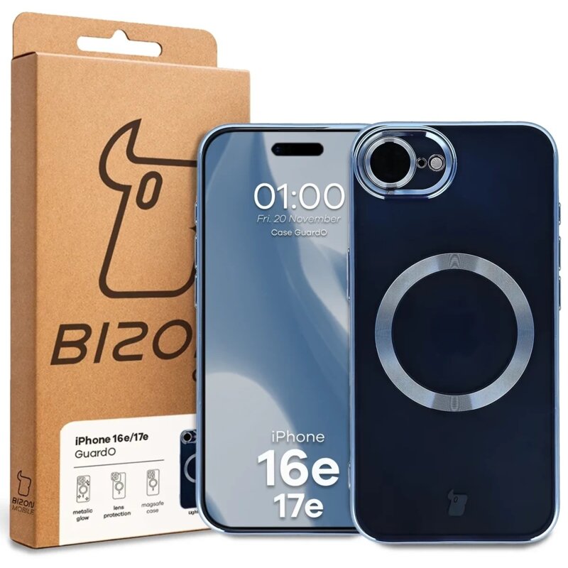 Etui BIZON Case GuardO do iPhone 17e/16e Przezroczysto-niebieski
