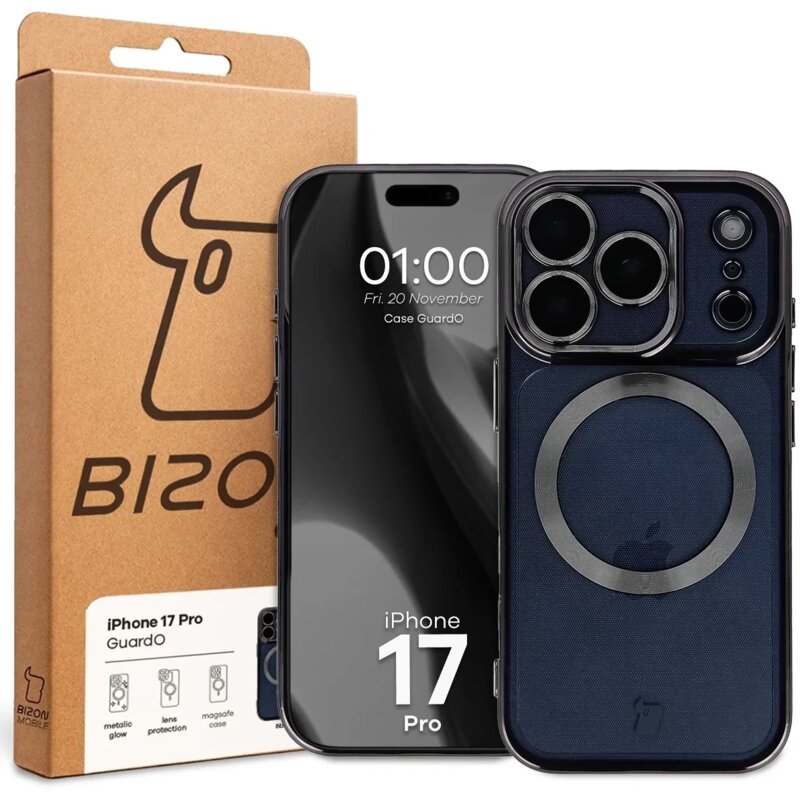 Etui BIZON Case GuardO do iPhone 17 Pro Przezroczysto-czarny