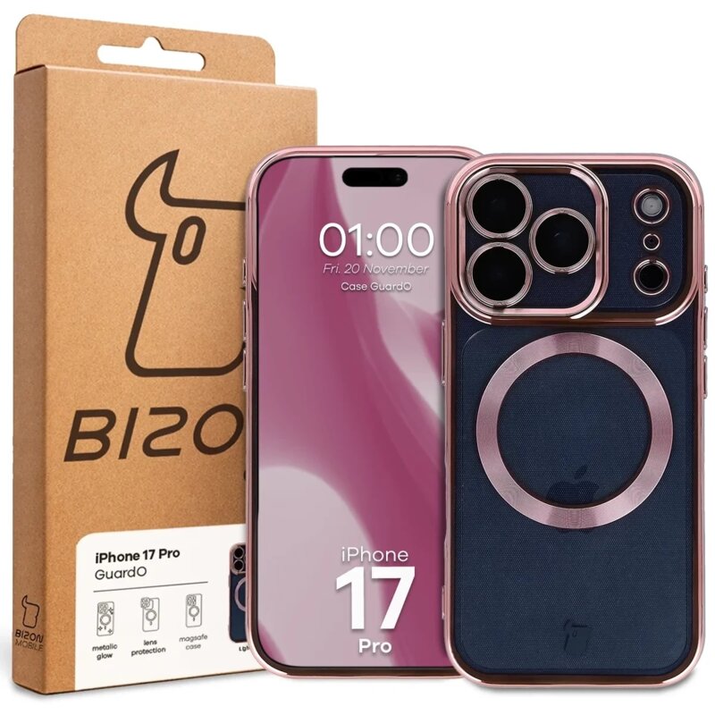 Etui BIZON Case GuardO do iPhone 17 Pro Przezroczysto-różowy