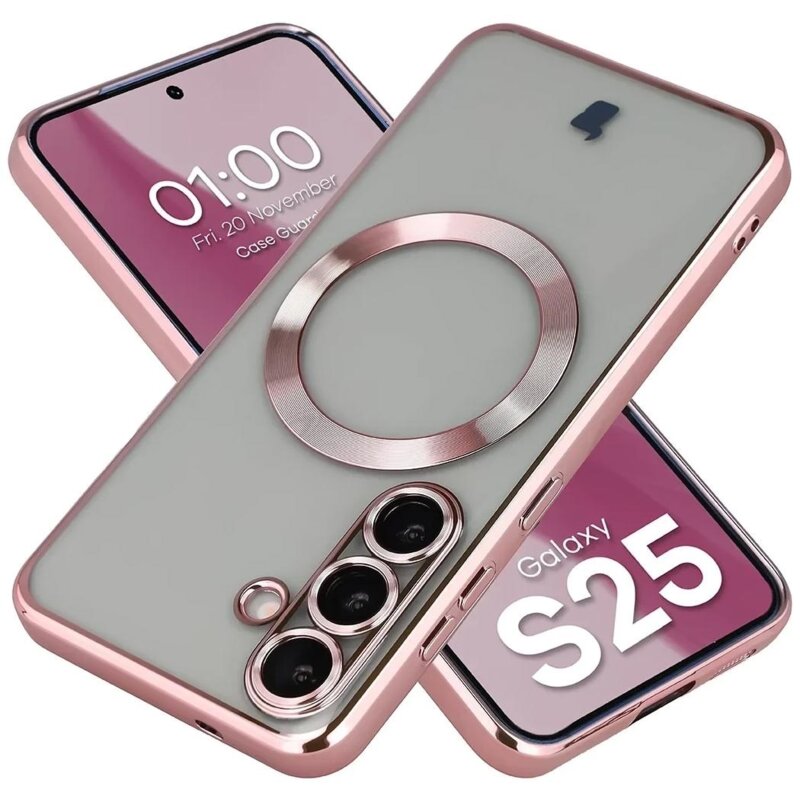 Etui BIZON Case GuardO do Samsung Galaxy S25 Przezroczysto-różowy
