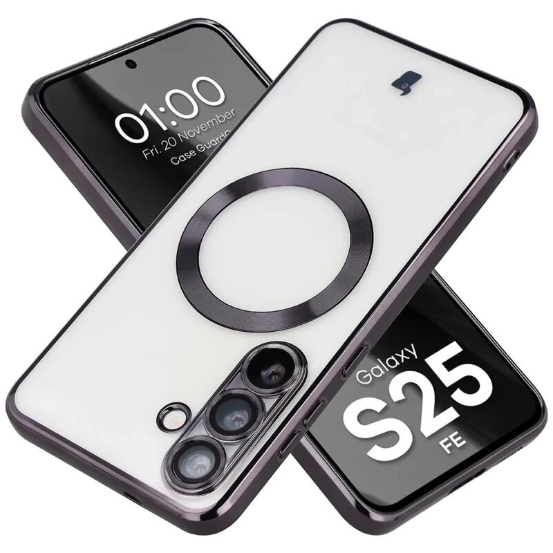Etui BIZON Case GuardO do Samsung Galaxy S25 FE Przezroczysto-czarny