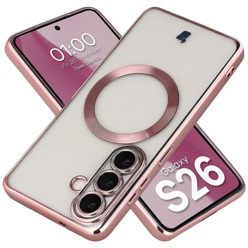 Etui BIZON Case GuardO do Samsung Galaxy S26 Przezroczysto-różowy