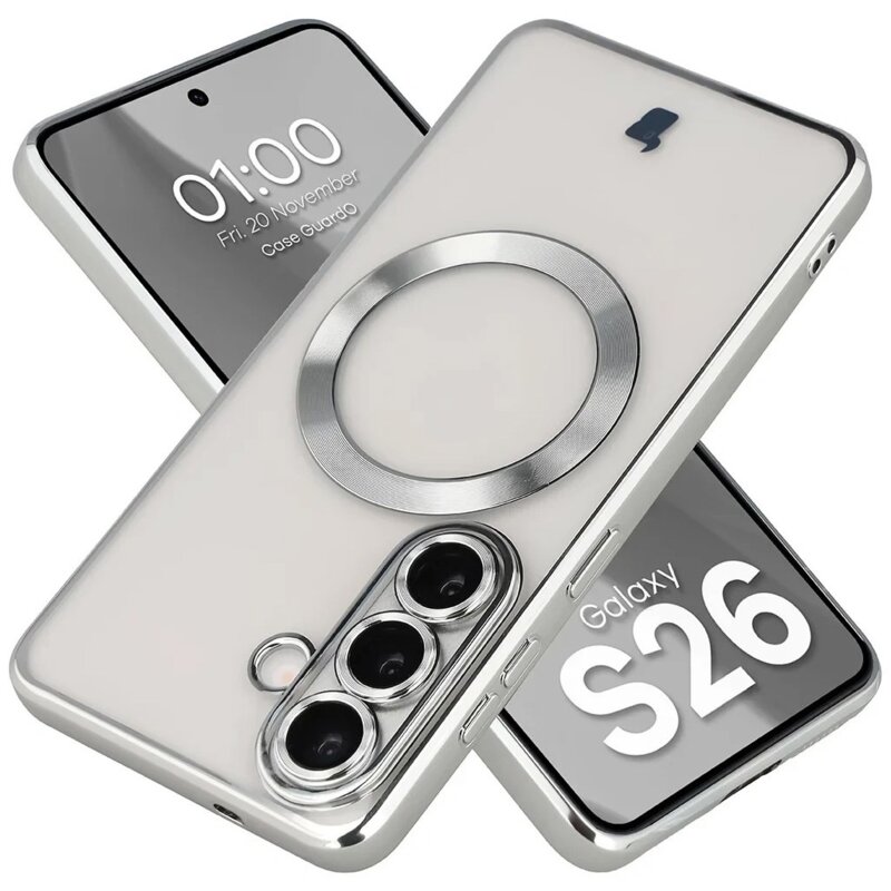 Bizon Case GuardO do Galaxy S26 Srebrny