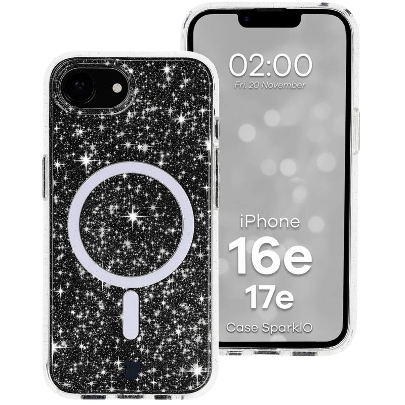 Etui BIZON Case SparklO MagSafe do Apple iPhone 17e/16e Przezroczysty