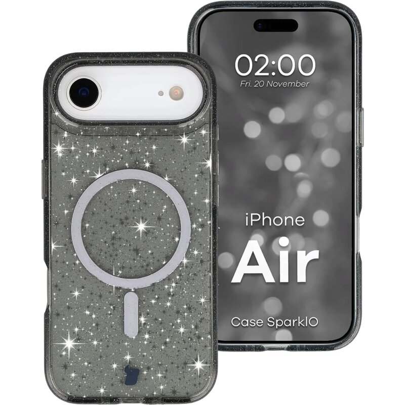 Etui BIZON Case SparklO MagSafe do Apple iPhone Air Przezroczysto-czarny