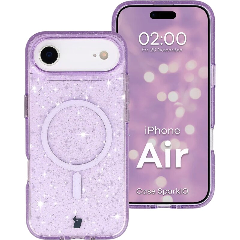 Etui BIZON Case SparklO MagSafe do Apple iPhone Air Przezroczysto-brzoskwiniowy