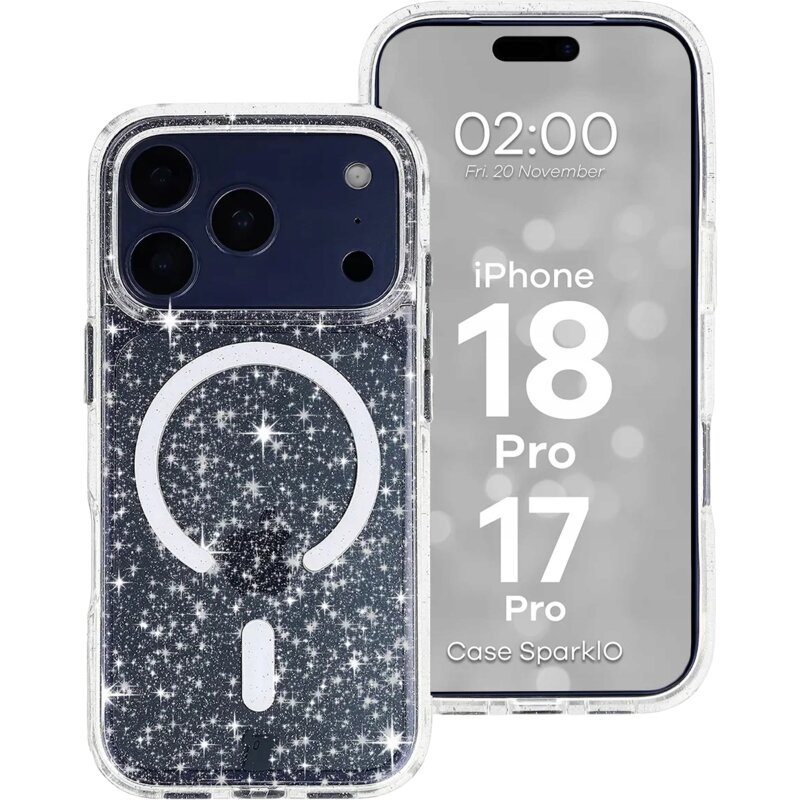 Etui BIZON Case SparklO MagSafe do Apple iPhone 17 Pro/18 Pro Przezroczysty