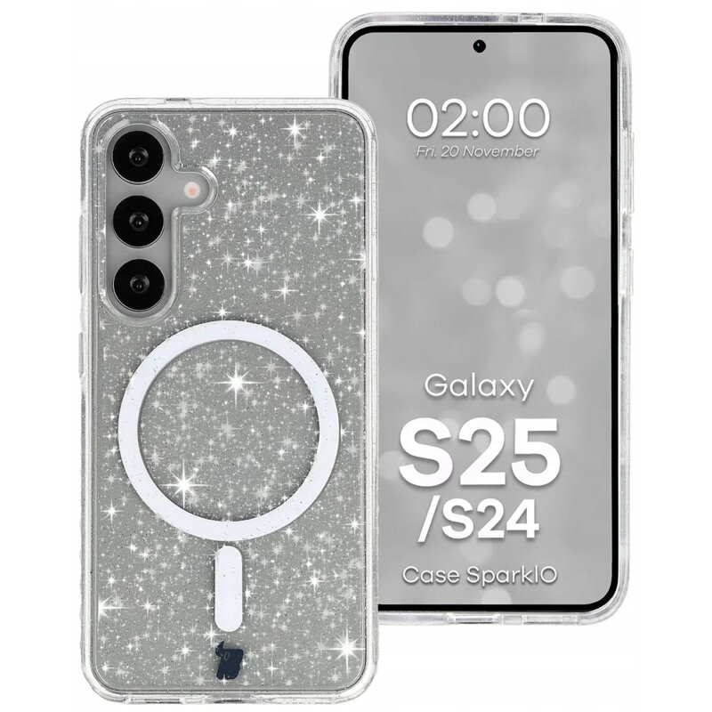 Bizon Case SparklO do Galaxy S25 / S24 Przezroczyste z Brokatem