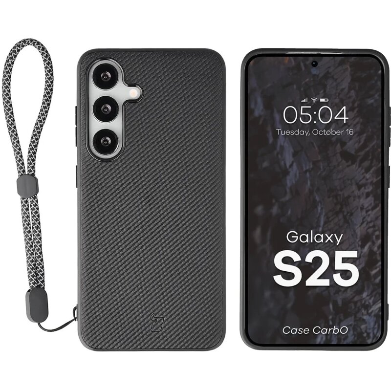 Etui BIZON Case CarbO MagSafe do Samsung Galaxy S25 Czarny